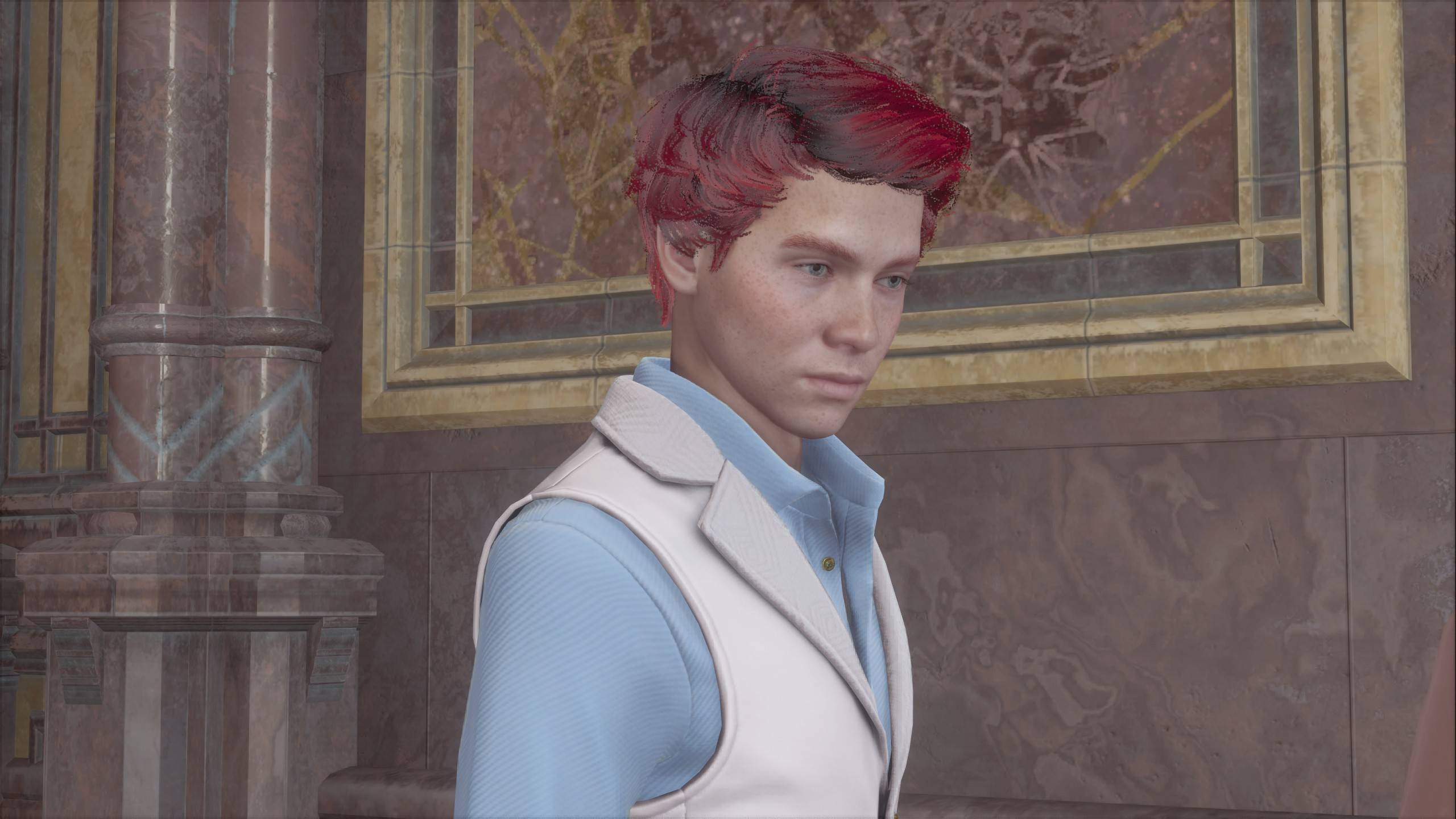 Thumbnail If one looks a bit closer, they'll find that Sebastian's eyes are a stunning blue to compliment the black cherry hair color.
