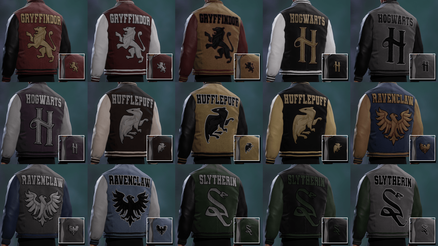 Shows the front and back patches of all Jackets
