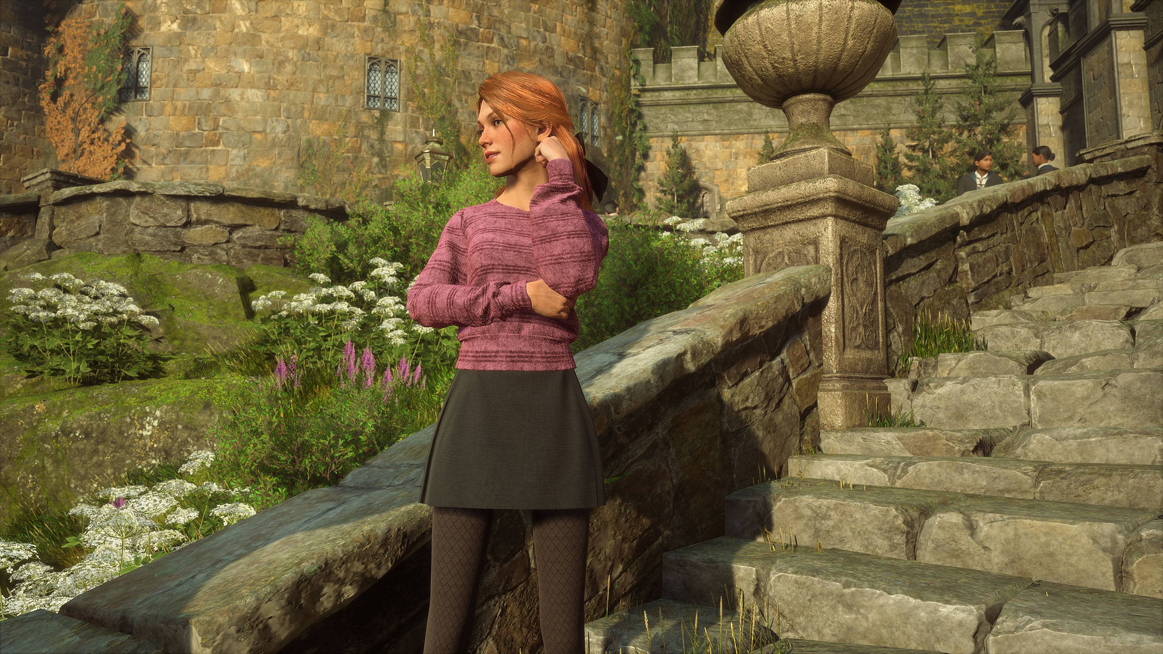 Romantic Pink Striped Sweater Attire