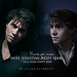 Dark Seb Messy Hair (+ dark puppy hair) for male MC project image